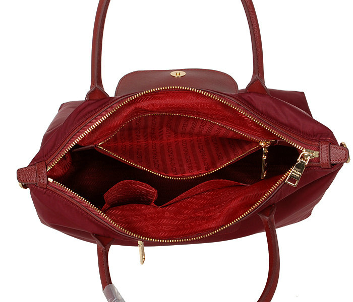 2014 Prada tessuto nylon shopper tote bag BN2107 lemaroon - Click Image to Close